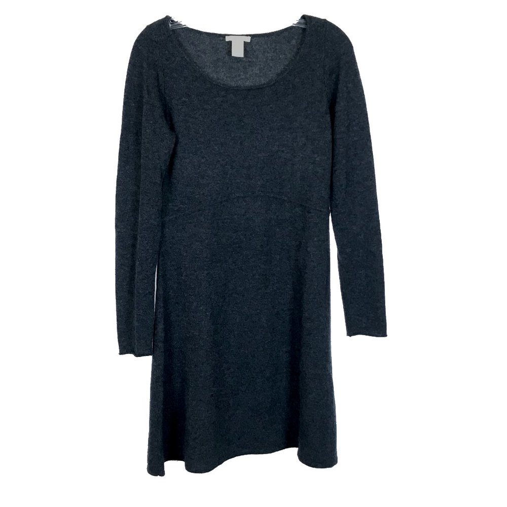 Womens Size Medium White + Warren Gray Pure Cashmere Knit A-Line Mini Dress